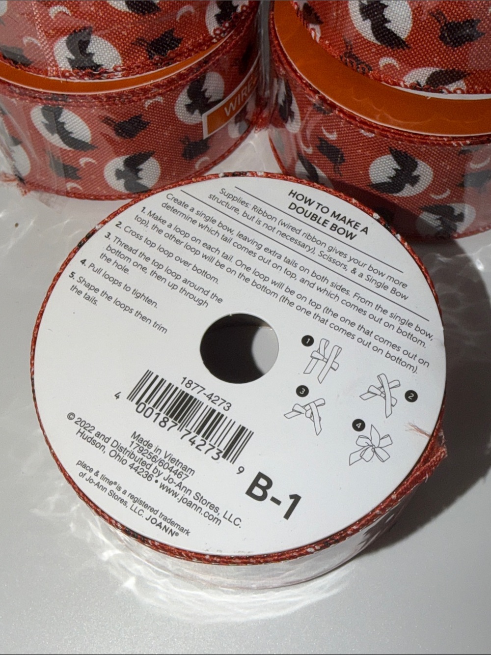Halloween Full Moon Bat Wired Edge Ribbon Spool Bundle Lot Spooky Crafting - Picture 5 of 5